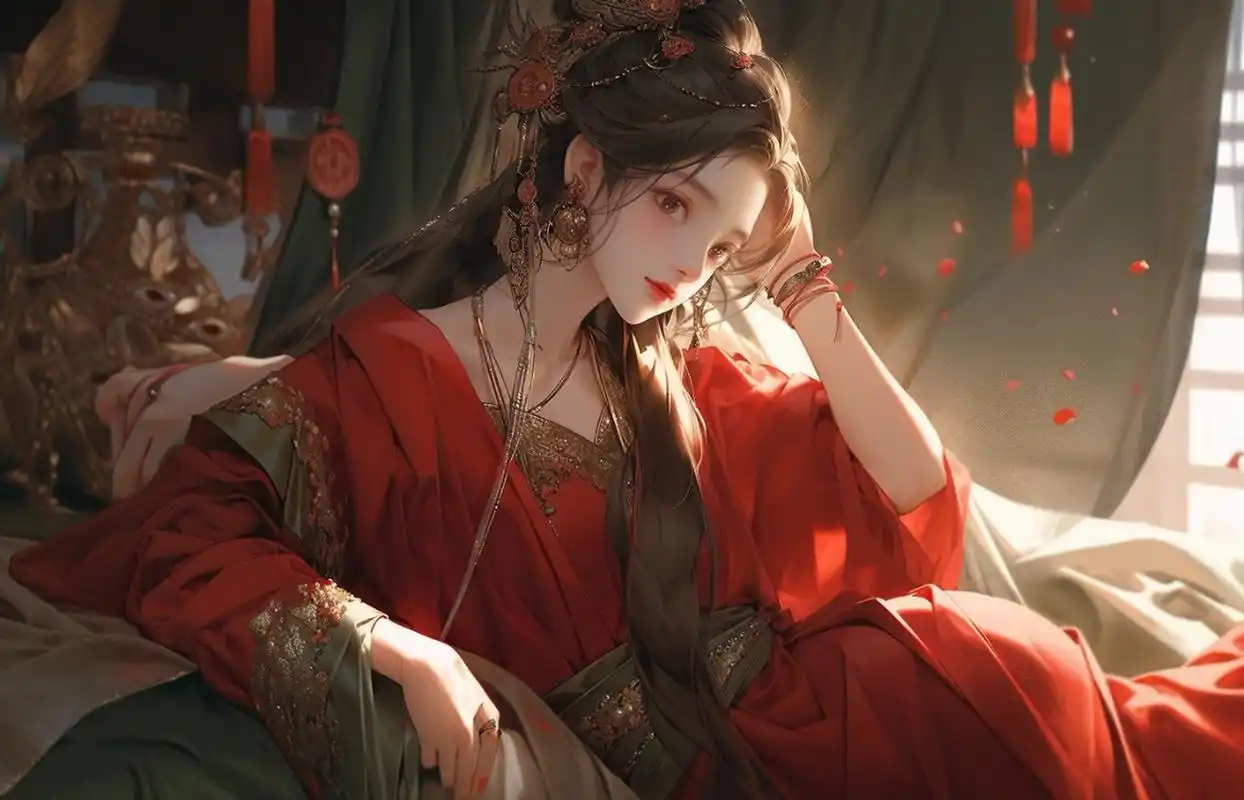 古风红衣美女