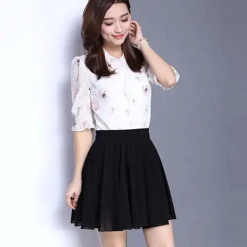 女装裙子半身短裙雪纺百褶裙春秋季裤裙