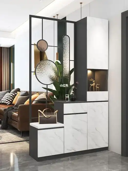 客厅隔断柜入户玄关柜鞋柜一体简约现代轻奢风长虹玻璃屏风装饰柜