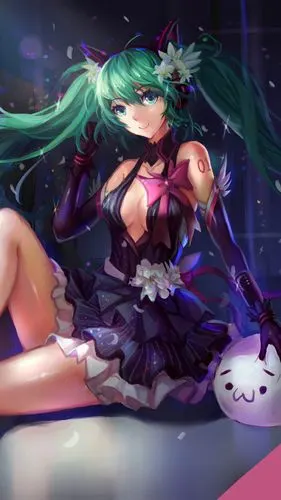 初音,蓝色,壁纸虚拟动漫明星初音未来3d插画手机背景图片 初音