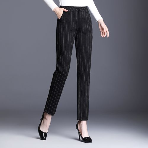 2022春季新款休闲裤女款宽松黑色条纹裤子女直筒裤垂坠感一件起批
