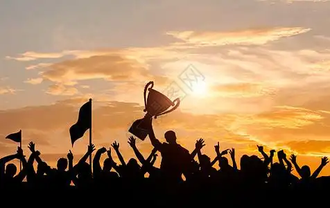 背景  |胜利的奖杯剪影背景  |蓝色渐变科技背景背景  |放射光线蓝色