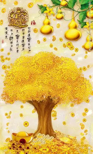 招财进宝铜钱树图片