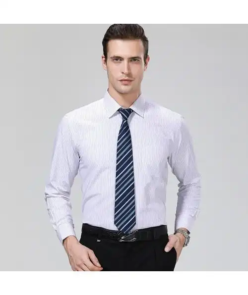男长袖衬衫男白衬衣修身抗皱纯色商务正装男士衬衫职业装
