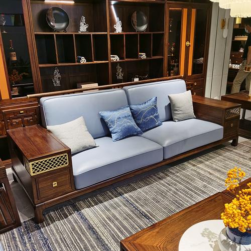 苏352木木发新中式胡桃木新中式沙发禅意实客厅色现沙代简约整套