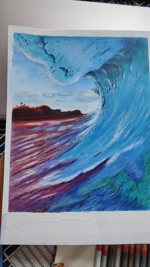 彩铅大海浪