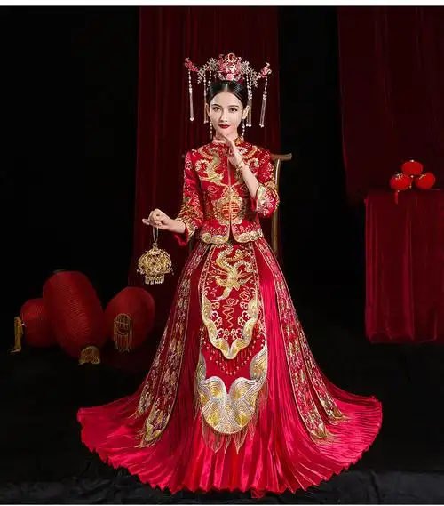 中式婚纱出阁服嫁衣新娘菲放疲 尤克达蒂(yookdd) 商品名称:凤冠霞帔