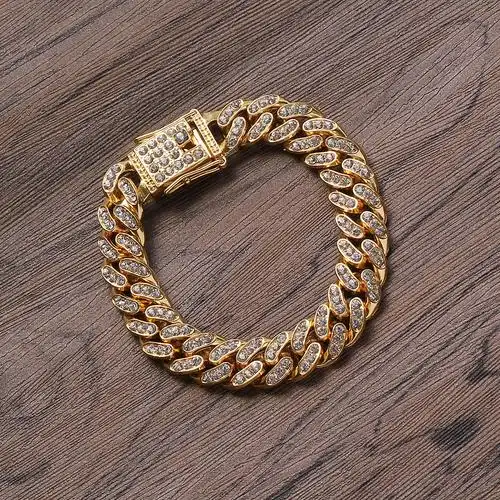 12mm 嘻哈满钻古巴项链 男士项链 合金款