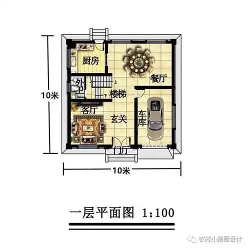 20套10x10米新款农村别墅,占地小功能挺全,小户型也迎来了春天