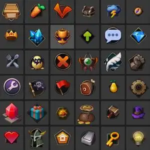 q版卡通游戏图标icon武器装备道具技能手游ui界面psd分层设计素材