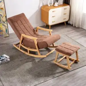 懒人沙发实木摇椅躺椅中老人椅成人摇摇椅木质布艺休闲阳台逍遥椅