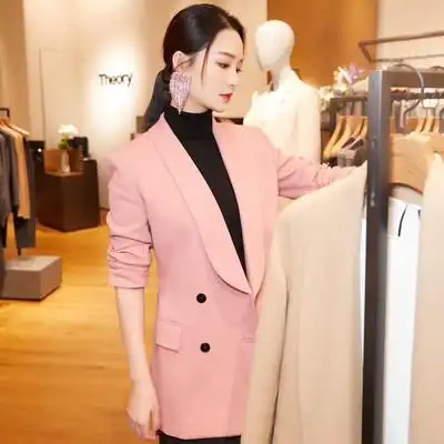 李沁粉色外套小个子时尚气质休闲职业高级西服西装