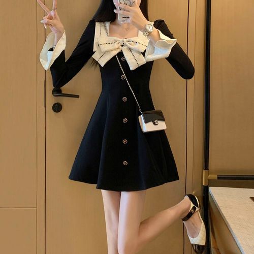 惠菱芷145矮小个子秋天穿的长袖连衣裙短款一米五女生连身裙春秋季