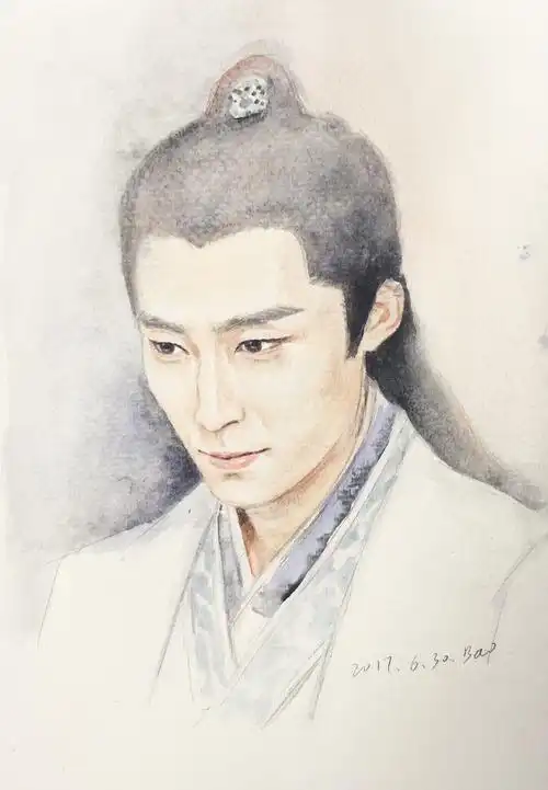 水彩手绘楚乔传人物,燕洵世子,宇文玥,萧策