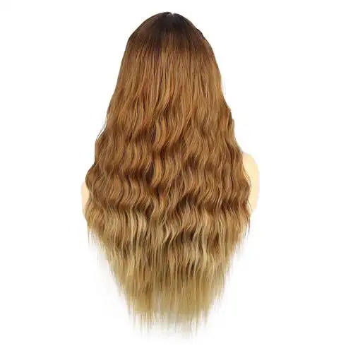 跨境热销假发 女士中分长卷发混色玉米须化纤头套 高温丝许昌批发