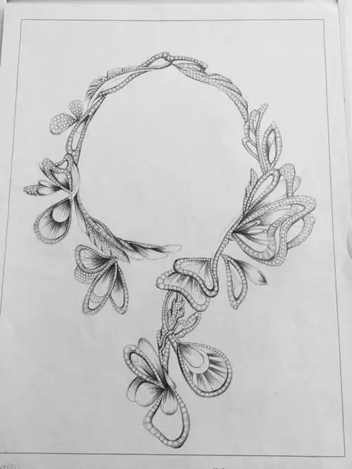 首饰素描图精美绝伦的珠宝首饰设计,不一般的彩铅手绘.