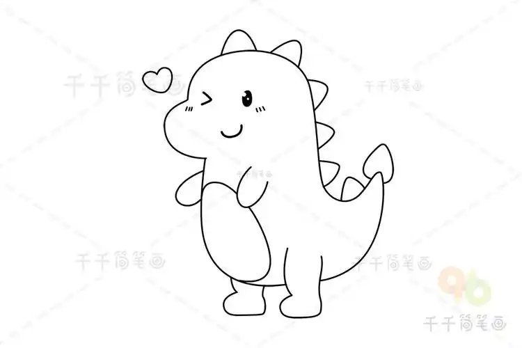 卡哇伊小恐龙简笔画