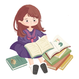 安静看书的女孩免抠元素