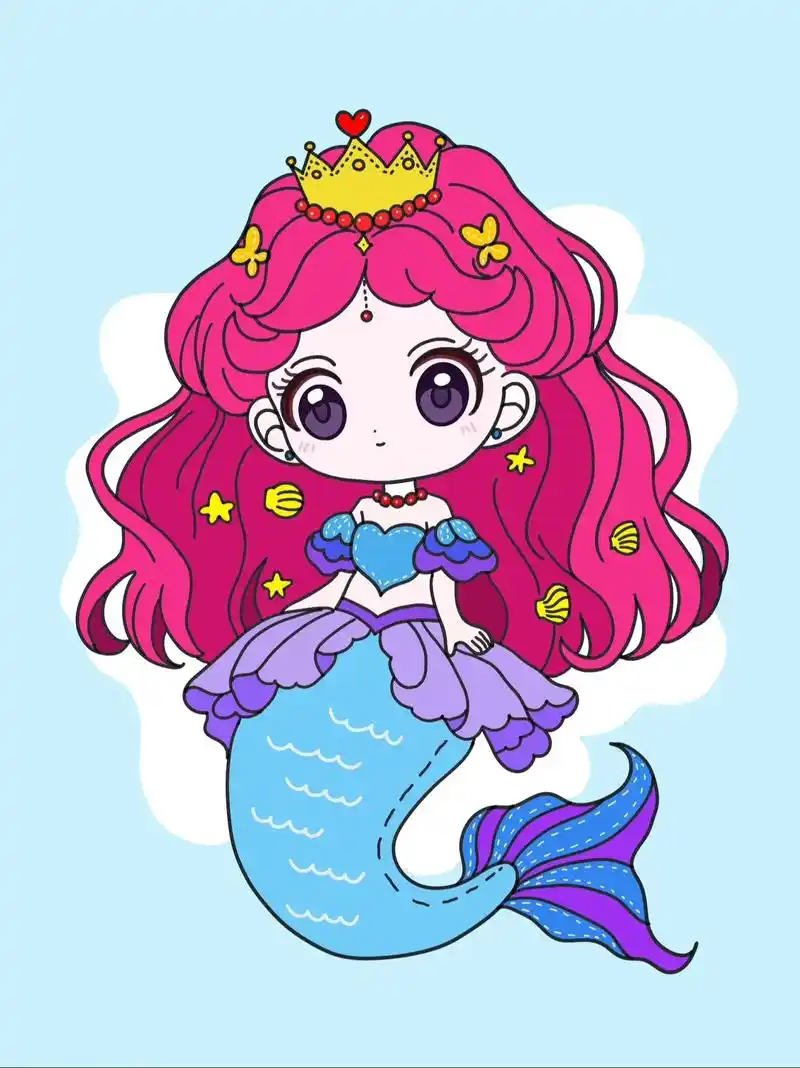 美人鱼儿童画04.#幼儿美术 #一起学画画 #跟着抖音学画画 - 抖音