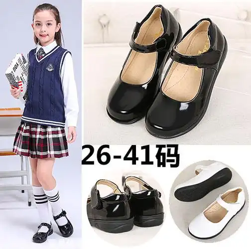 女童皮鞋小女孩儿童中大童黑白公主鞋小学生钢琴合唱团花童演出鞋