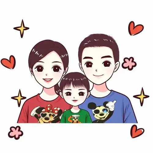 全家福照片,幸福一家三口头像,简单温馨又好看