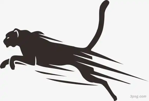 卡通豹子剪影png素材透明免抠图片卡通手绘