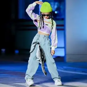 街舞服装嘻哈儿童网红女童模特走秀潮时髦女孩爵士舞演出服舞蹈服