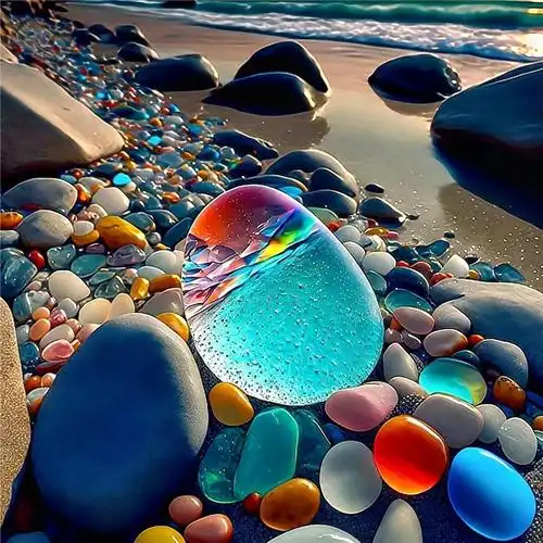 闪闪发光的高清海边沙滩石头头像图片_微信头像_头像屋