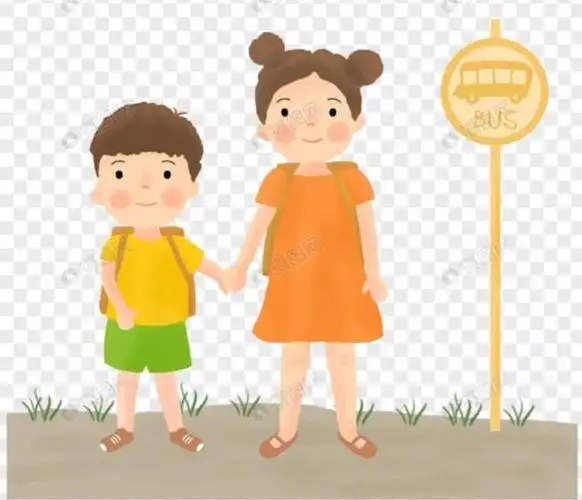 上学放学路上,姐弟俩一起等公交
