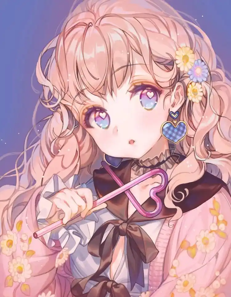 人物绘画,甜美可爱的卡通女孩插画