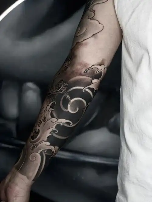 传统纹身水浪纹身龙花臂竣工