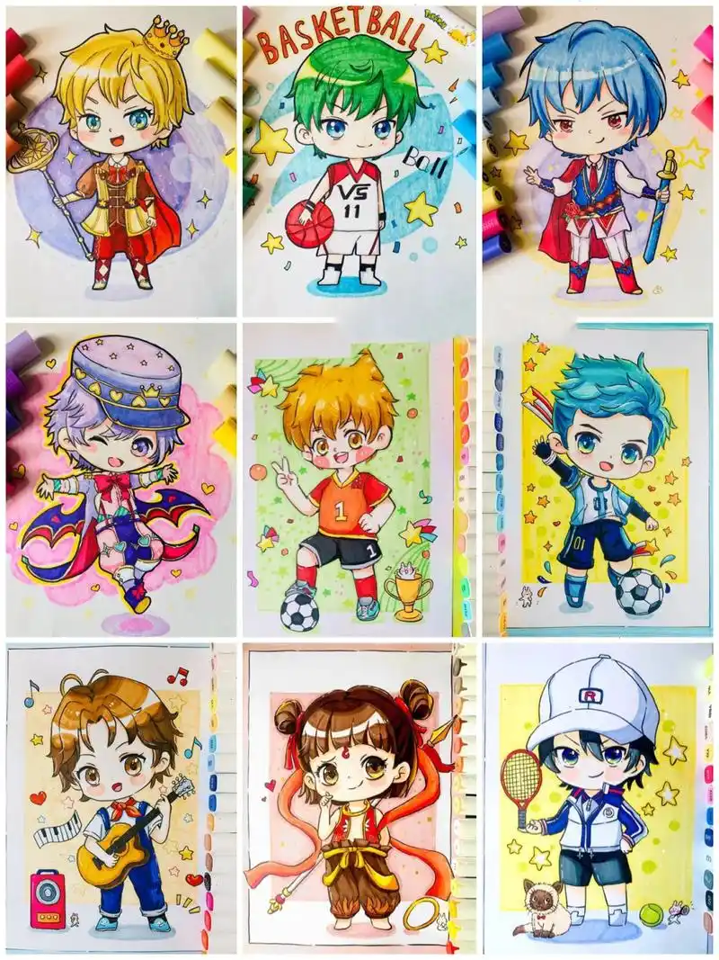 【九宫格动漫 男生素材6⃣️】q版运动王子系列 🌟q版素材男生