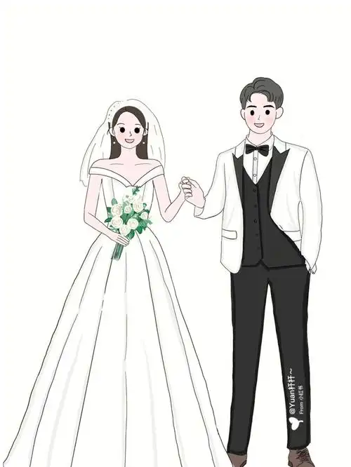 婚纱照卡通手绘爱吗