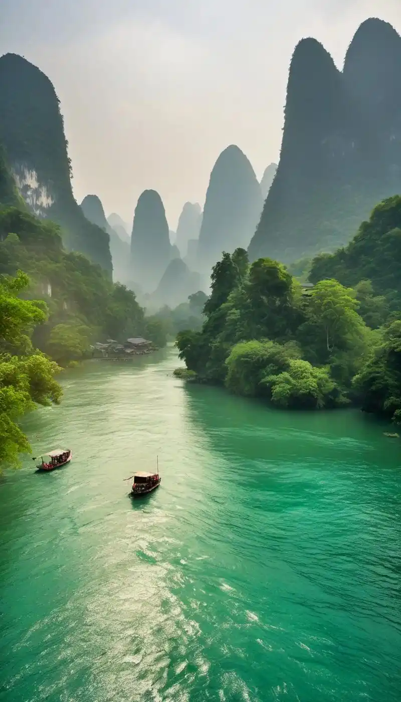 桂林的山水风景如诗如画,自然和人文相融合,宁静,舒适,放松,是国庆