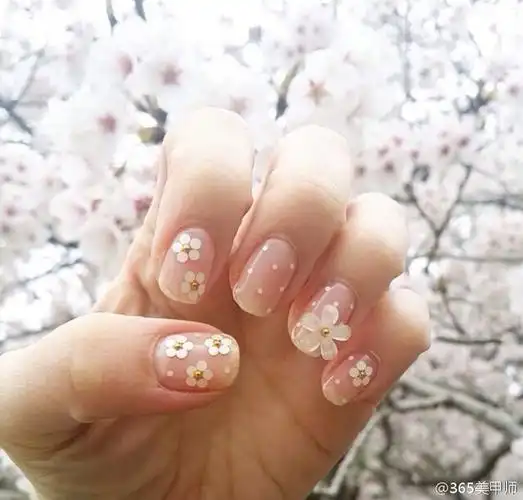 美甲life 指甲上的小清新花朵