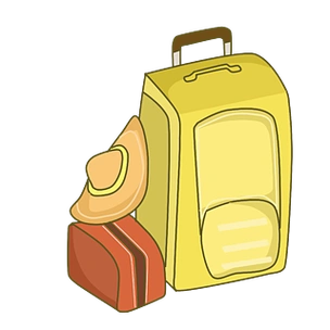 黄色卡通行李箱插画