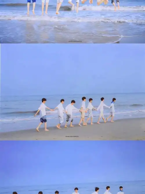 时代少年团在海边的快乐时光