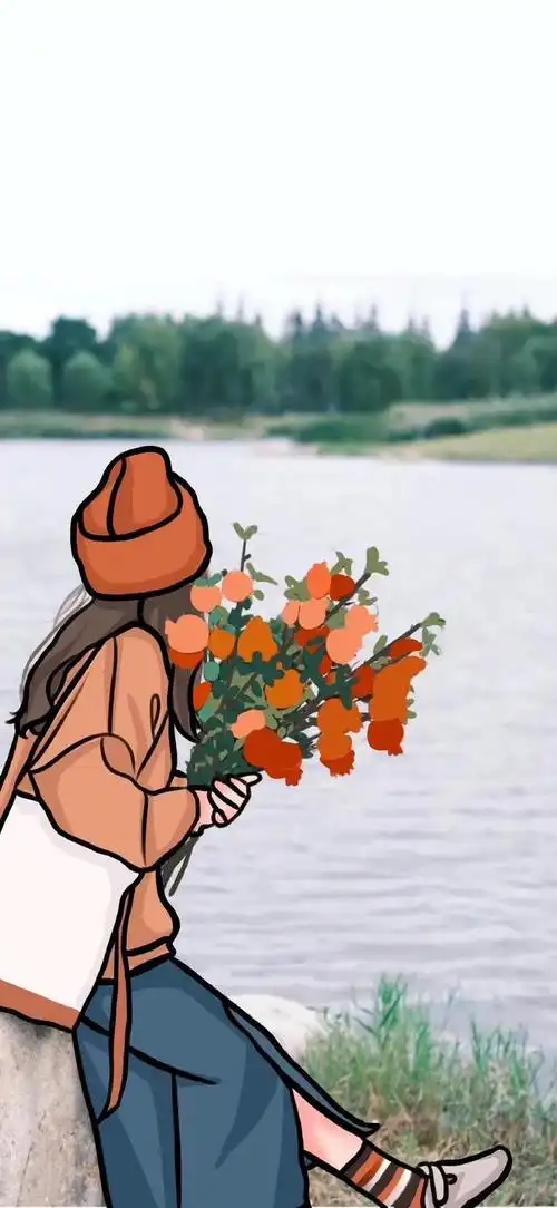 女孩背影图壁纸