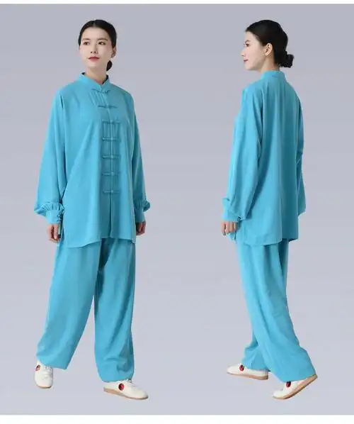 武极堂棉麻太极服男女长袖星光麻武术服练功服春秋款表演服细棉麻拳服