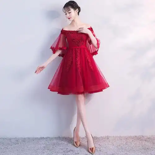 敬酒服新娘2022新款红色纱裙孕妇结婚年会订婚连衣裙晚礼服女春夏