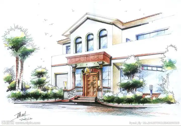 畅轩阁别墅手绘效果图