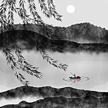 现代水墨山水画