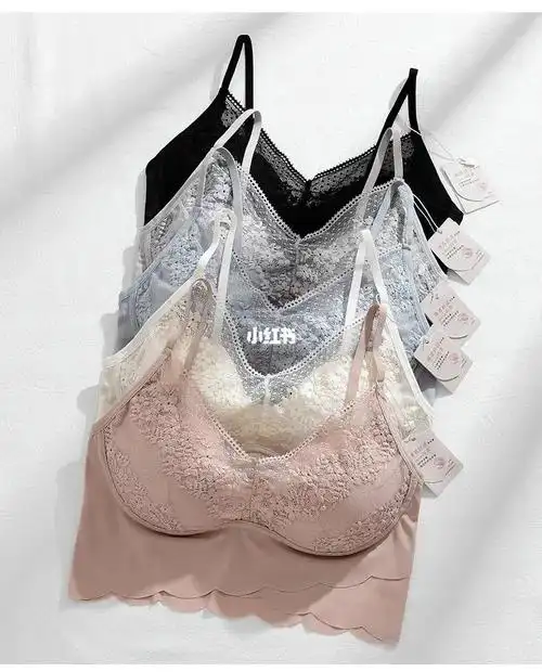 502201法式冰丝内衣女文胸无钢圈蕾丝乳胶
