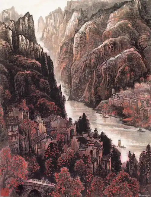峡江秋色_《中国近现代名家画集·张凭》_张凭作品展_张凭在线作品