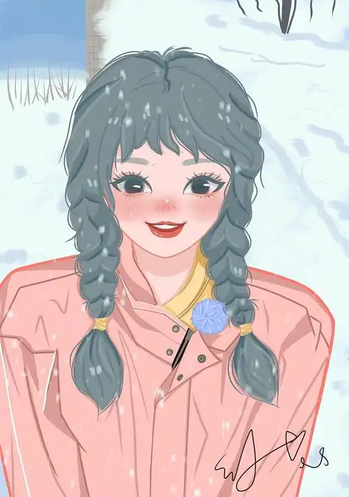 虞书欣滑雪卡通头像可爱|插画|创作习作|simly萌 - 原创作品 - 站酷