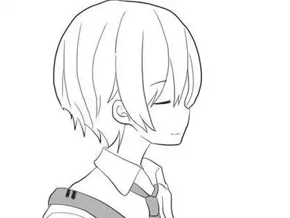 侧脸微笑的男孩动漫简笔画