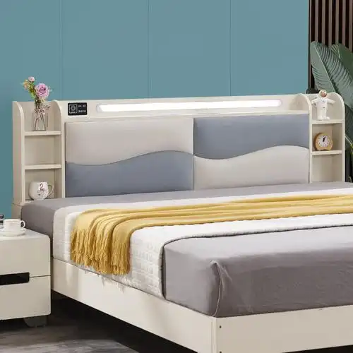 床头软包 轻奢舒适简洁精致实木科技布储物床头板软包简约现代床头