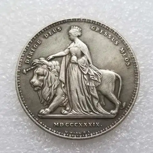 英国女王狮子银元硬币古玩收藏纪念币