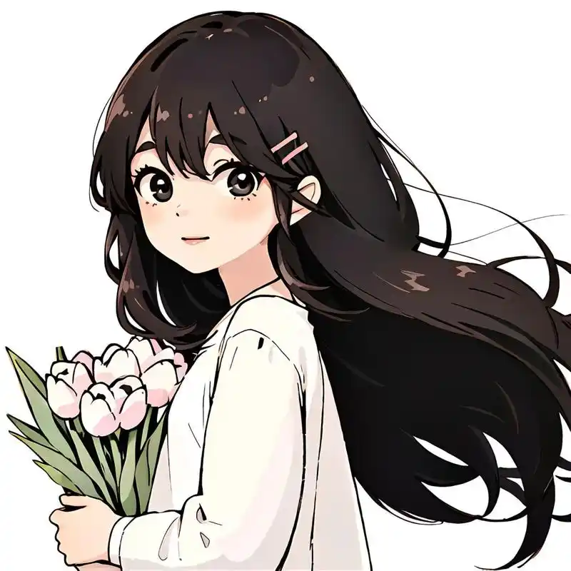 捧花女孩|闺蜜简约可爱头像,小清新画风  小清新头像,闺蜜头像