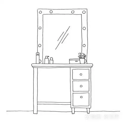 在素描风格的梳妆台矢量图是手绘